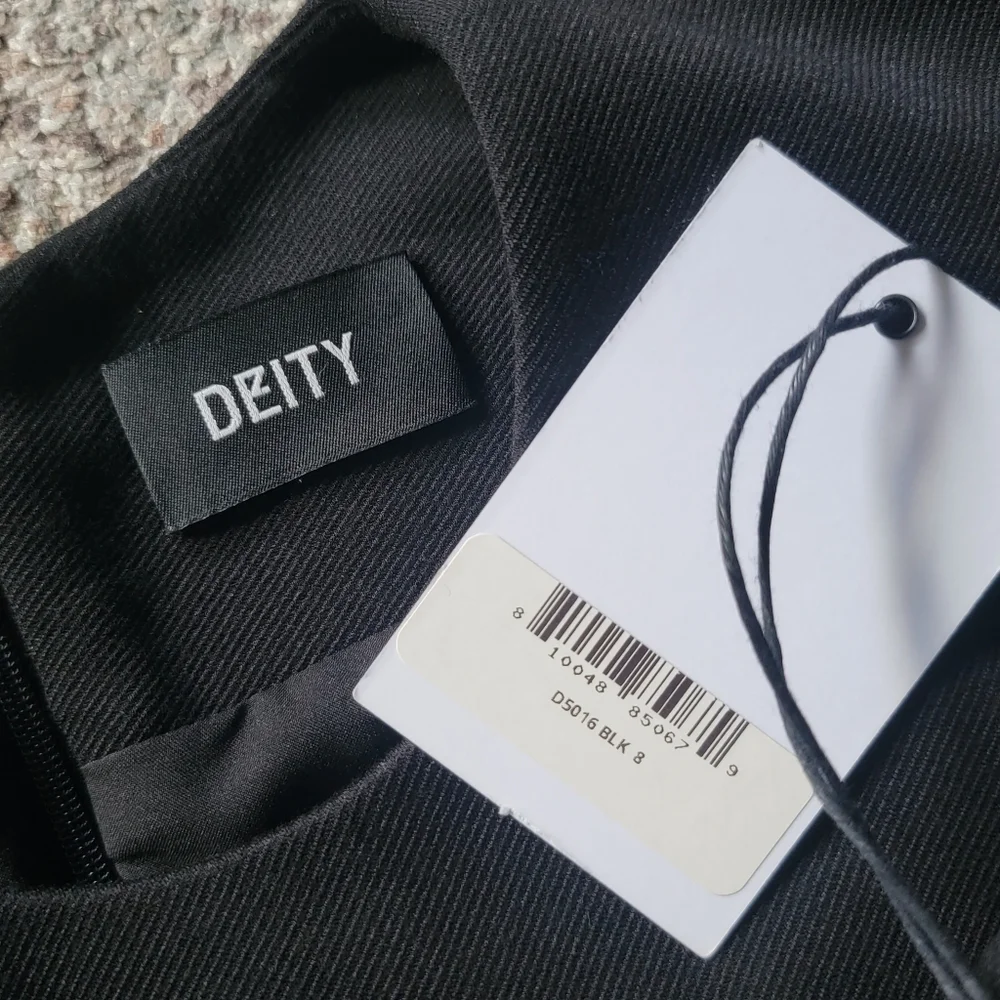 NWT DEITY New‎ York Black Sleeveless Cut-Out Mini A-line Minimalist Dress Size 8 - Picture 10 of 11